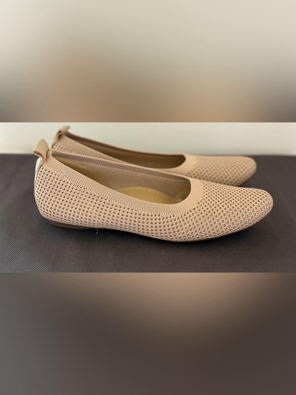 Vaneli Suvi Navy Beige Stretch Knit Ballet Flats 2142 Size 7.5 N Pristine - Picture 7 of 14